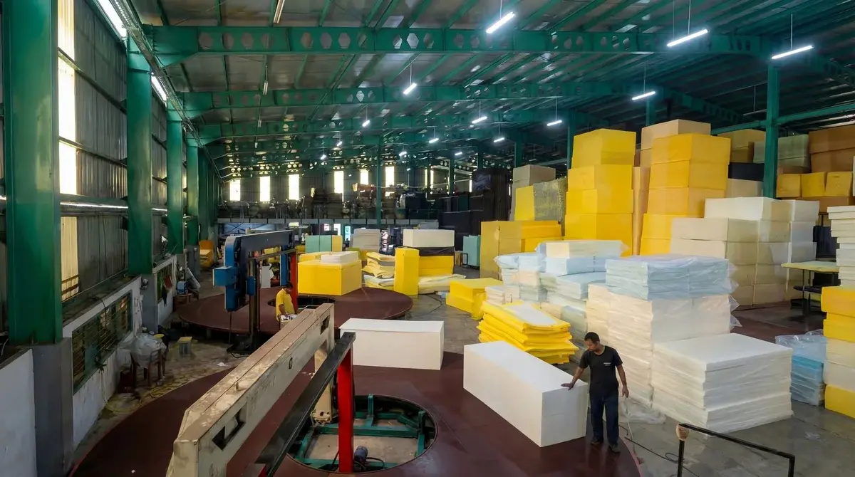 Gudang Densio — stok busa dan kasur siap supply untuk proyek B2B